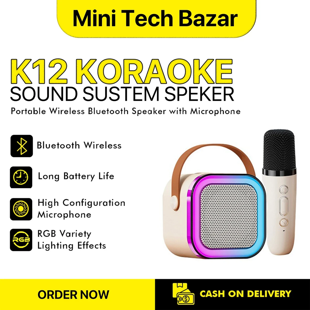 K12 Portable Karaoke Speaker With Wireless Microphone - Image 4